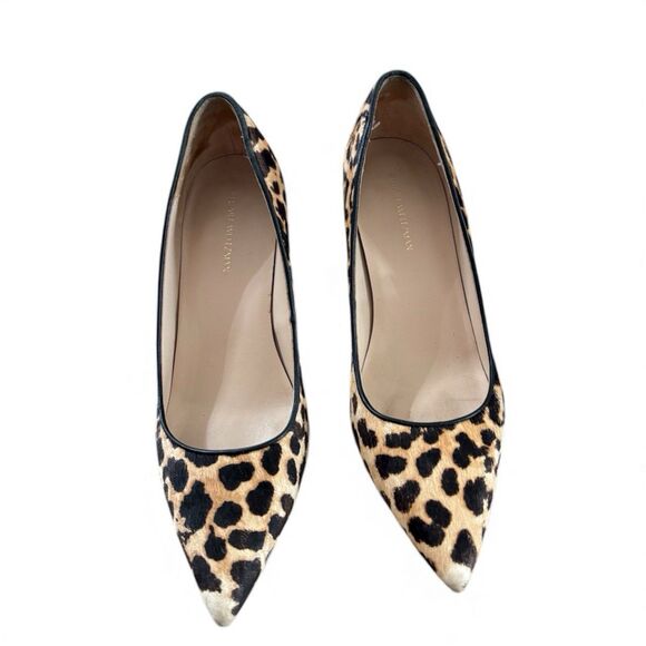 STUART WEITZMAN Dancer 75 leopard print calf hair pumps Sz 7 Leather - Picture 2 of 13